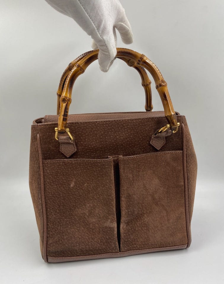 Gucci Bamboo Leather Suede Tote Style 1