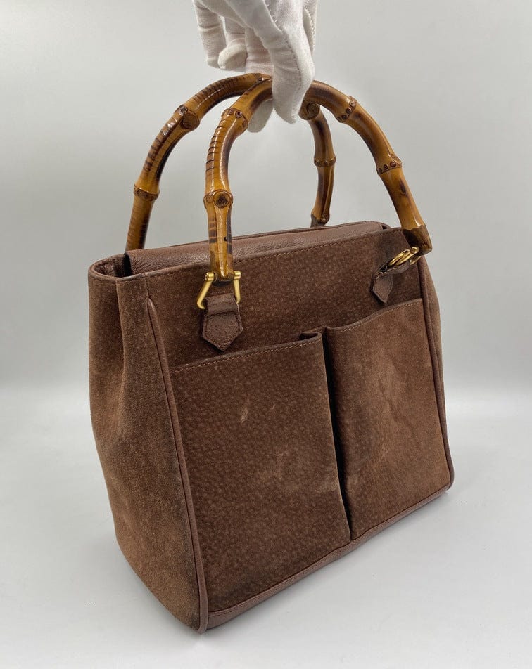 Gucci Bamboo Leather Suede Tote Style 1