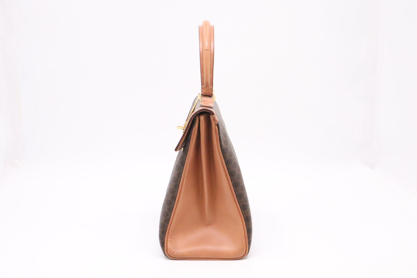 Celine Top Handle Bag in Brown Macadam Canvas