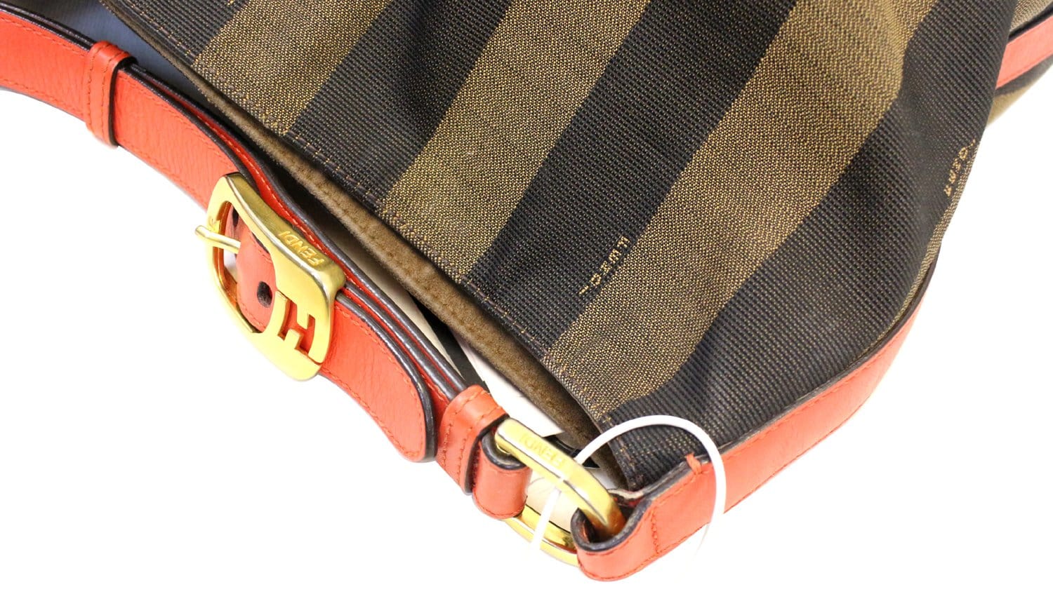 FENDI Pequin Hand Bag PVC Brown