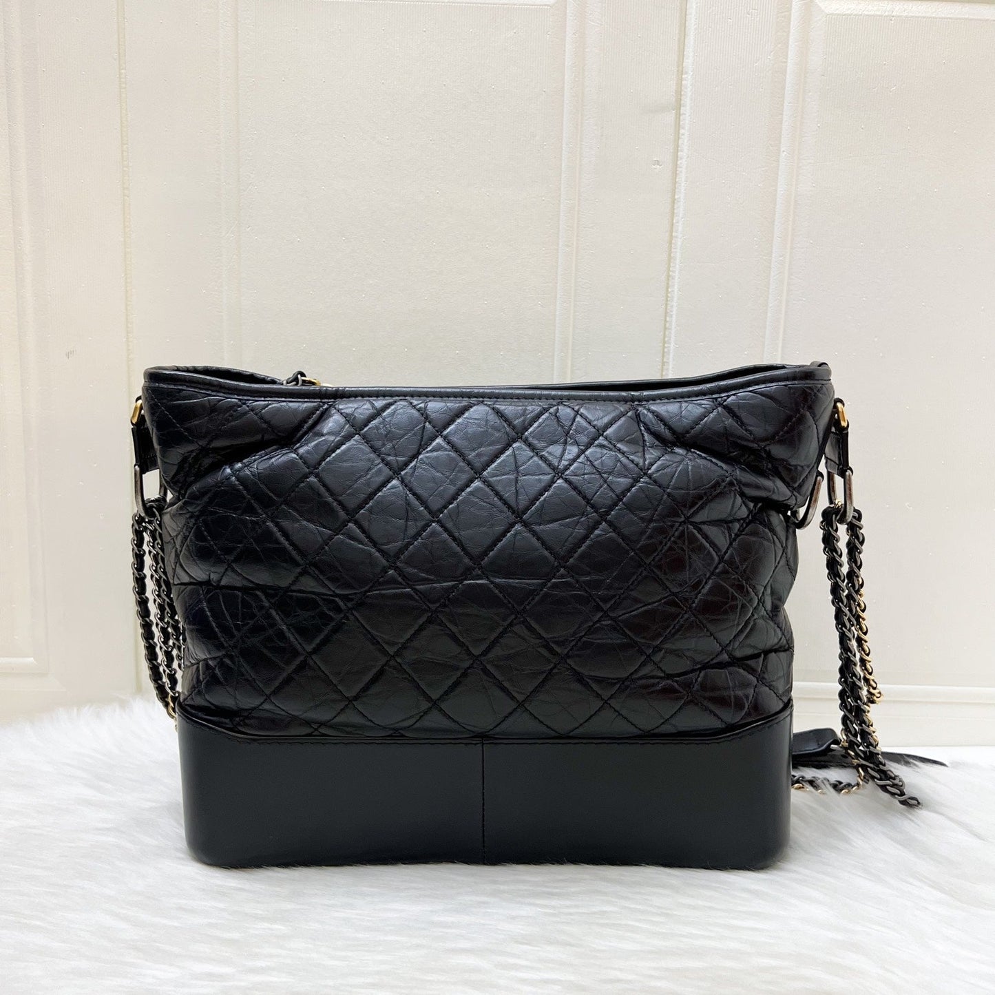 Chanel Large Gabrielle Hobo in Black Distressed Calfskin and 3 Tone HW Shoulder Bag