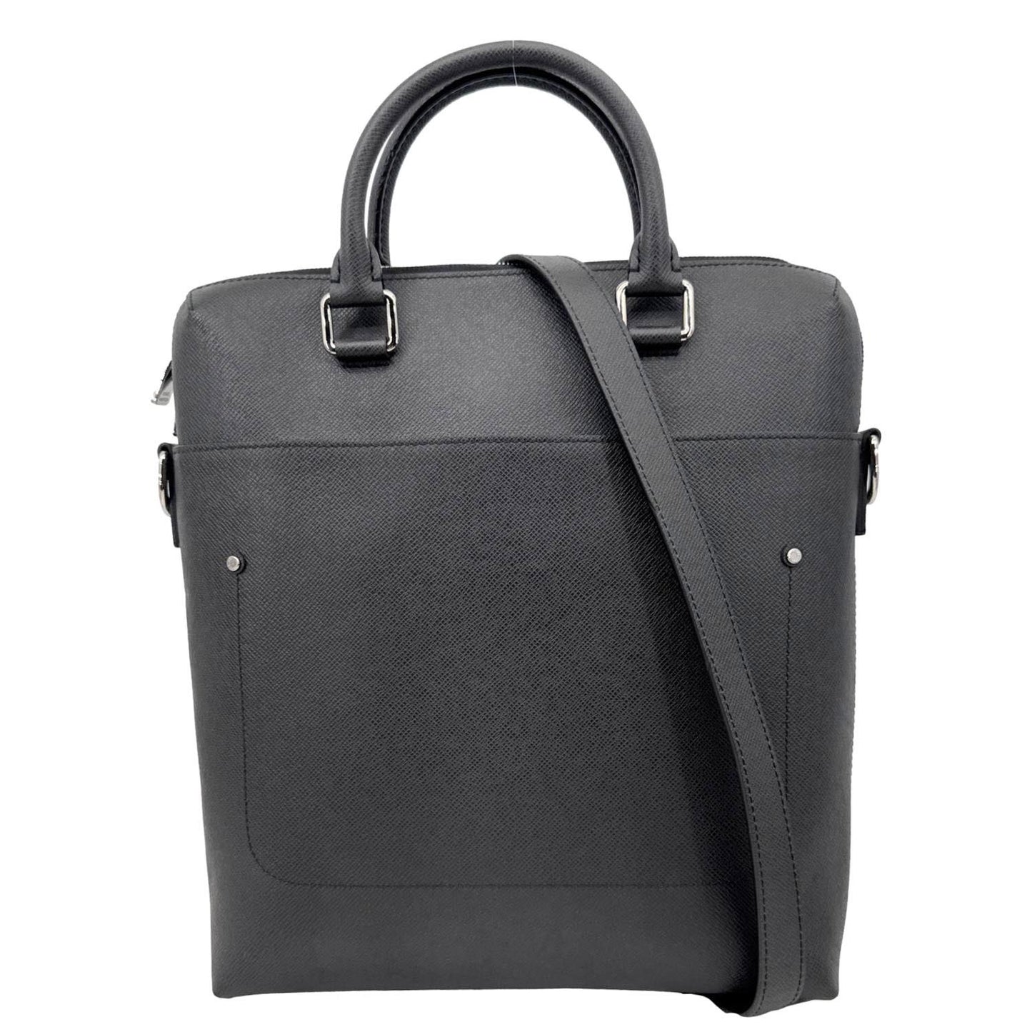 LOUIS VUITTON Grigori Taiga Leather Tote Crossbody Bag Black