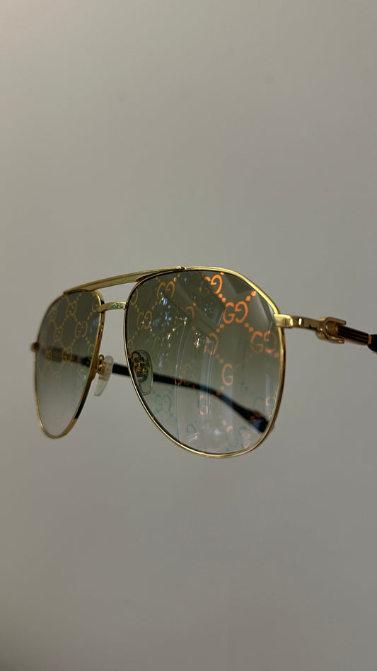 GUCCI Logo Aviator Sunglasses Gold GG1220S