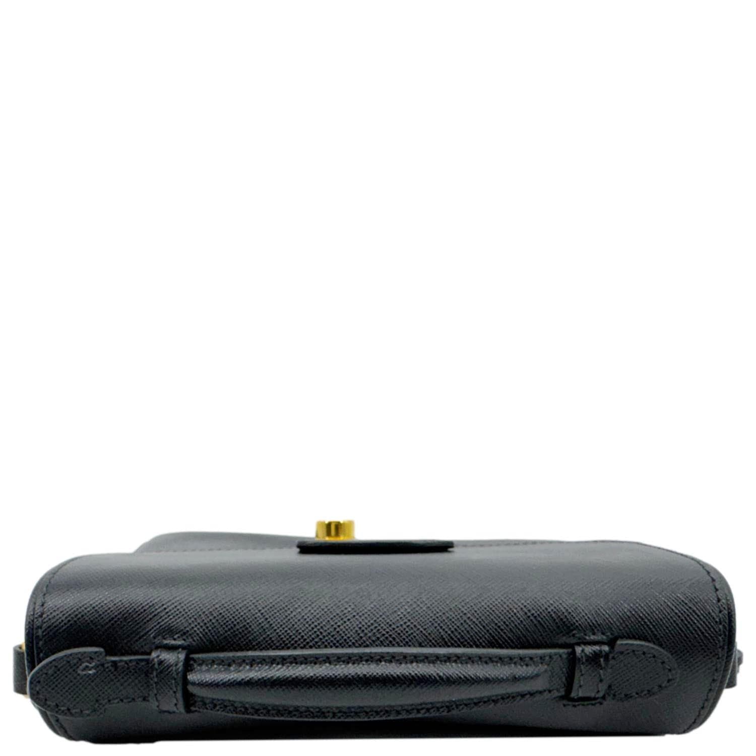 PRADA Sound Mini Saffiano Leather Crossbody Bag Black
