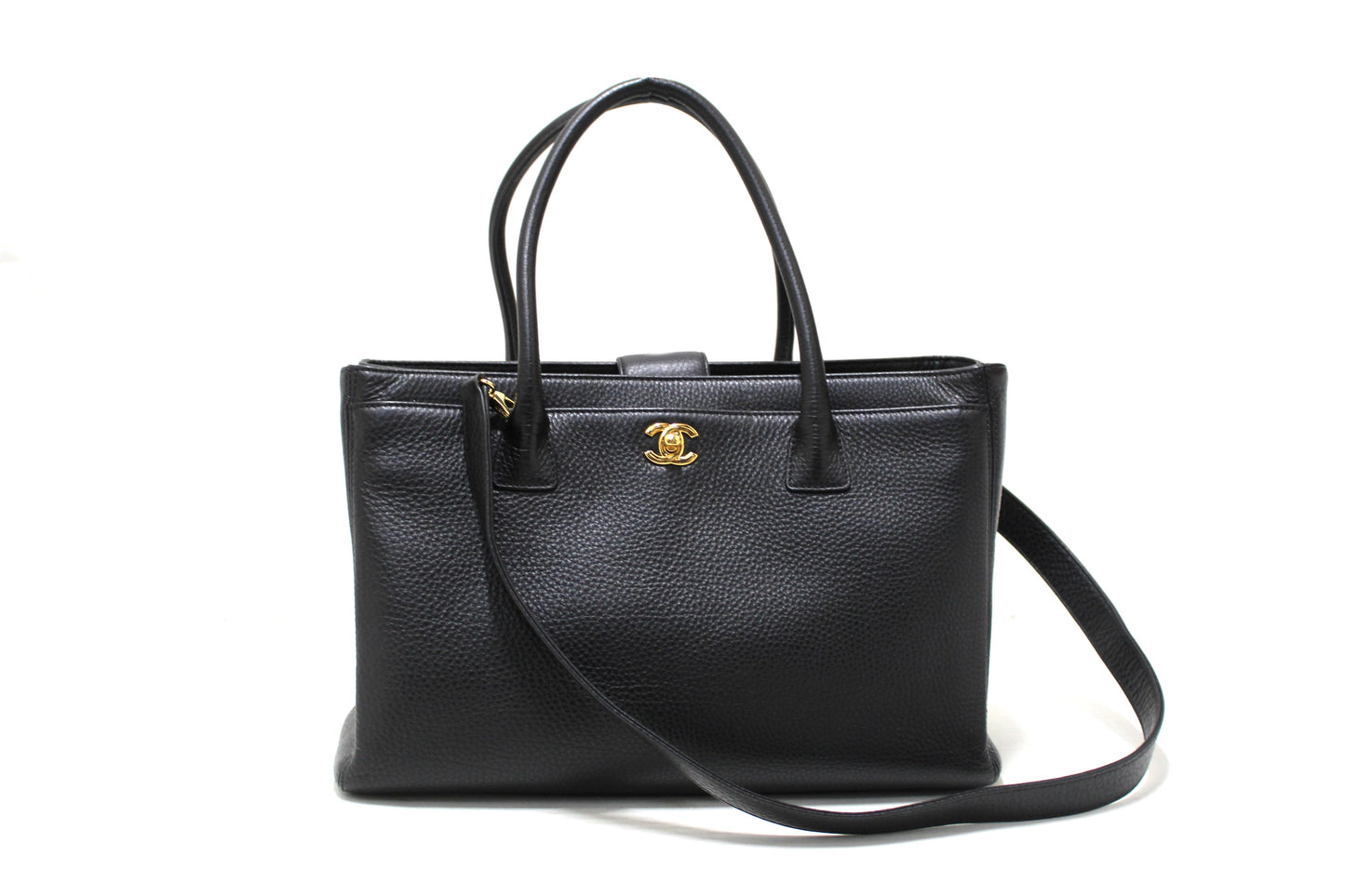 Chanel Black Calfskin Cerf Executive Shopper Shoulder Tote Bag