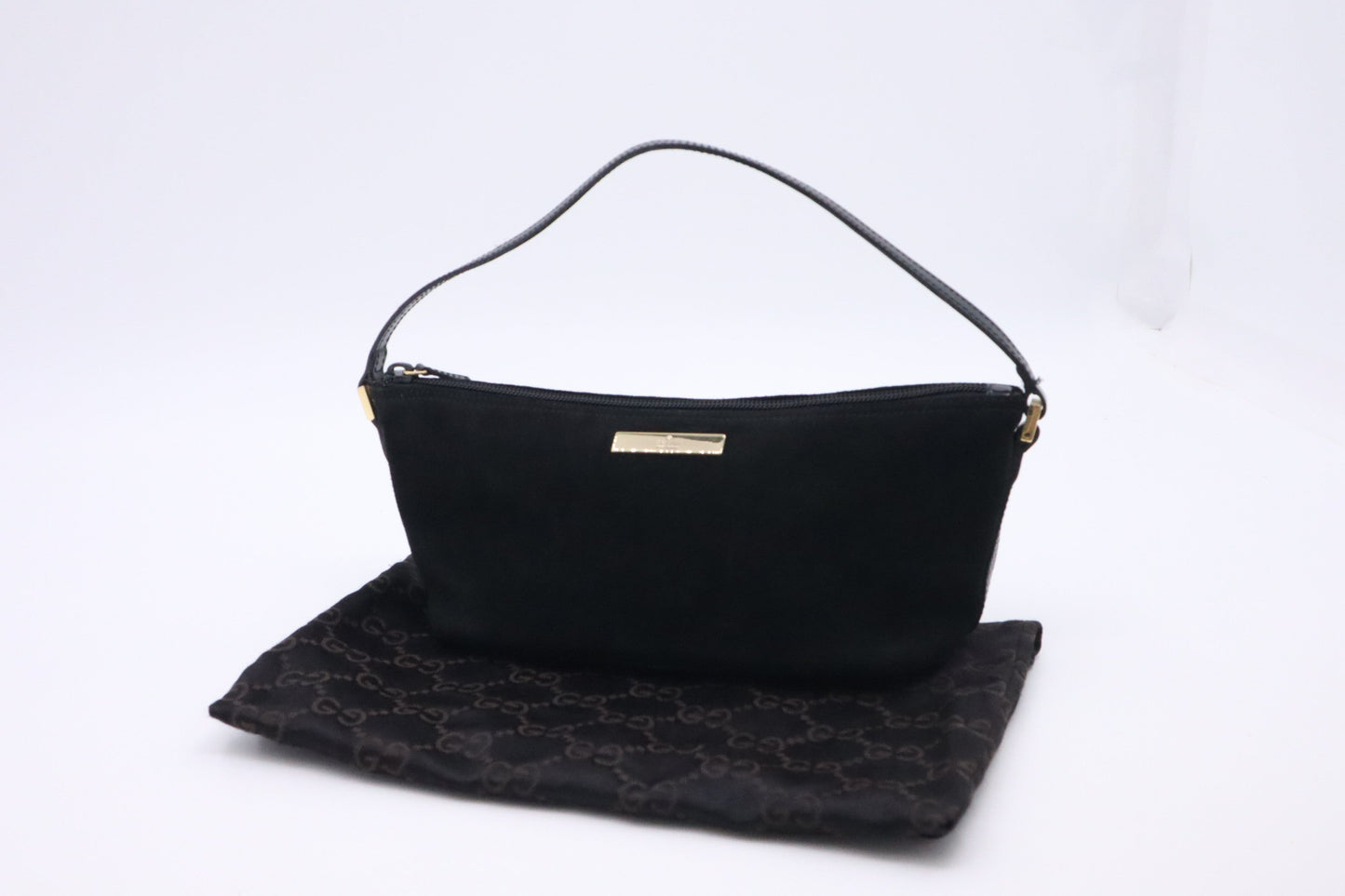 Gucci Boat Bag in Black Suede