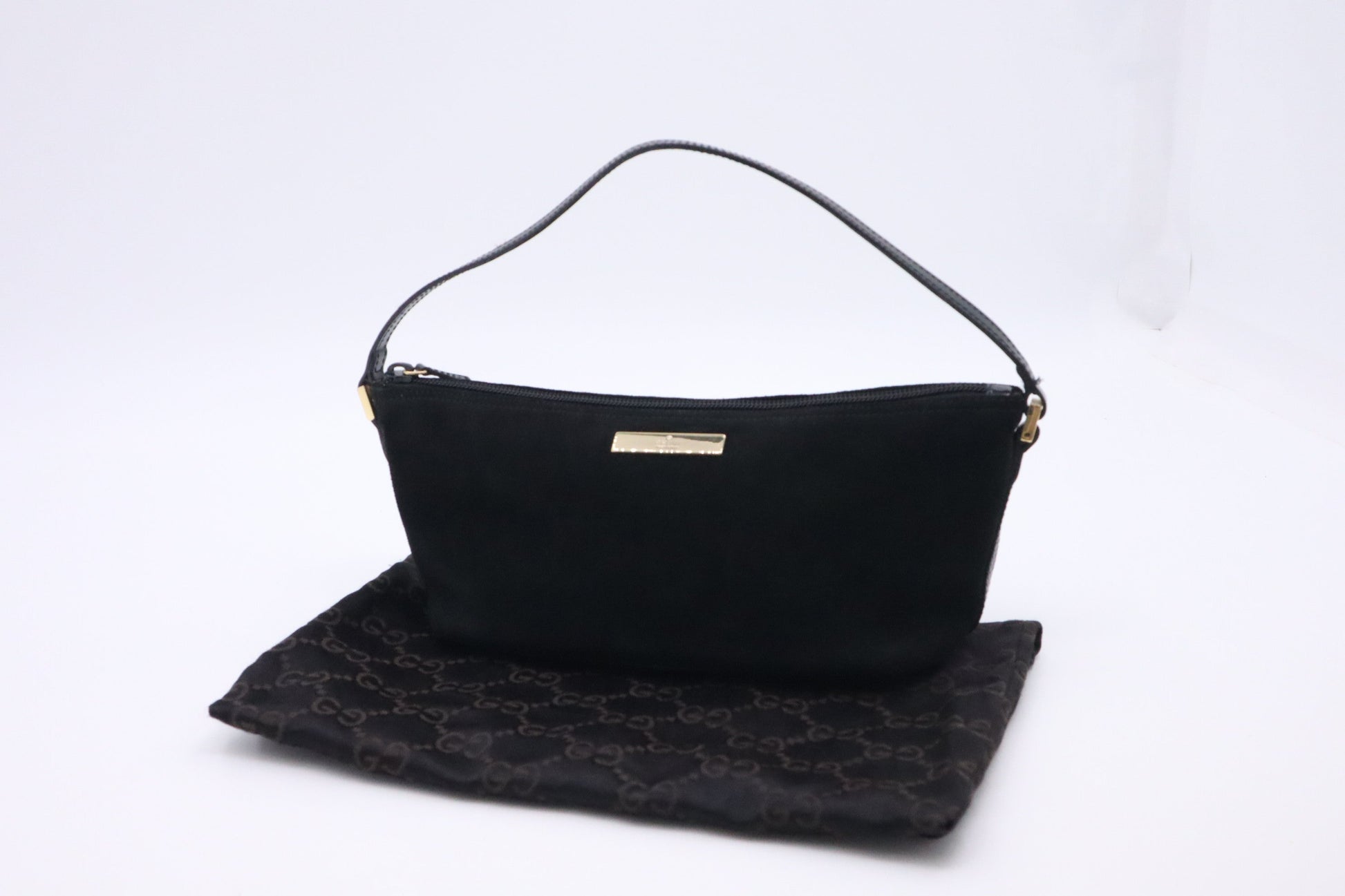 Gucci Boat Bag in Black Suede