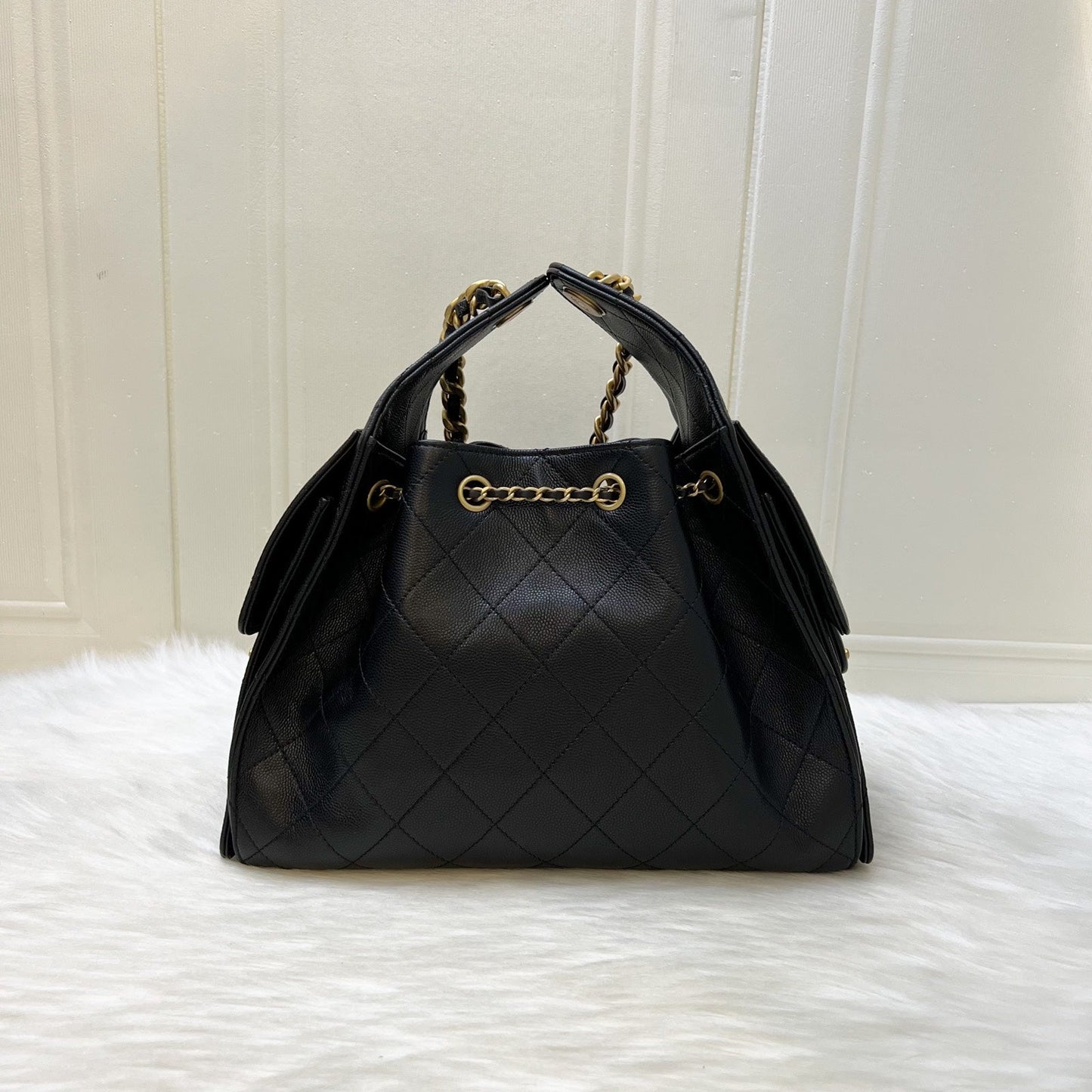Chanel 25 Small Hobo Bag in Black Caviar and AGHW (Model: AS5293)