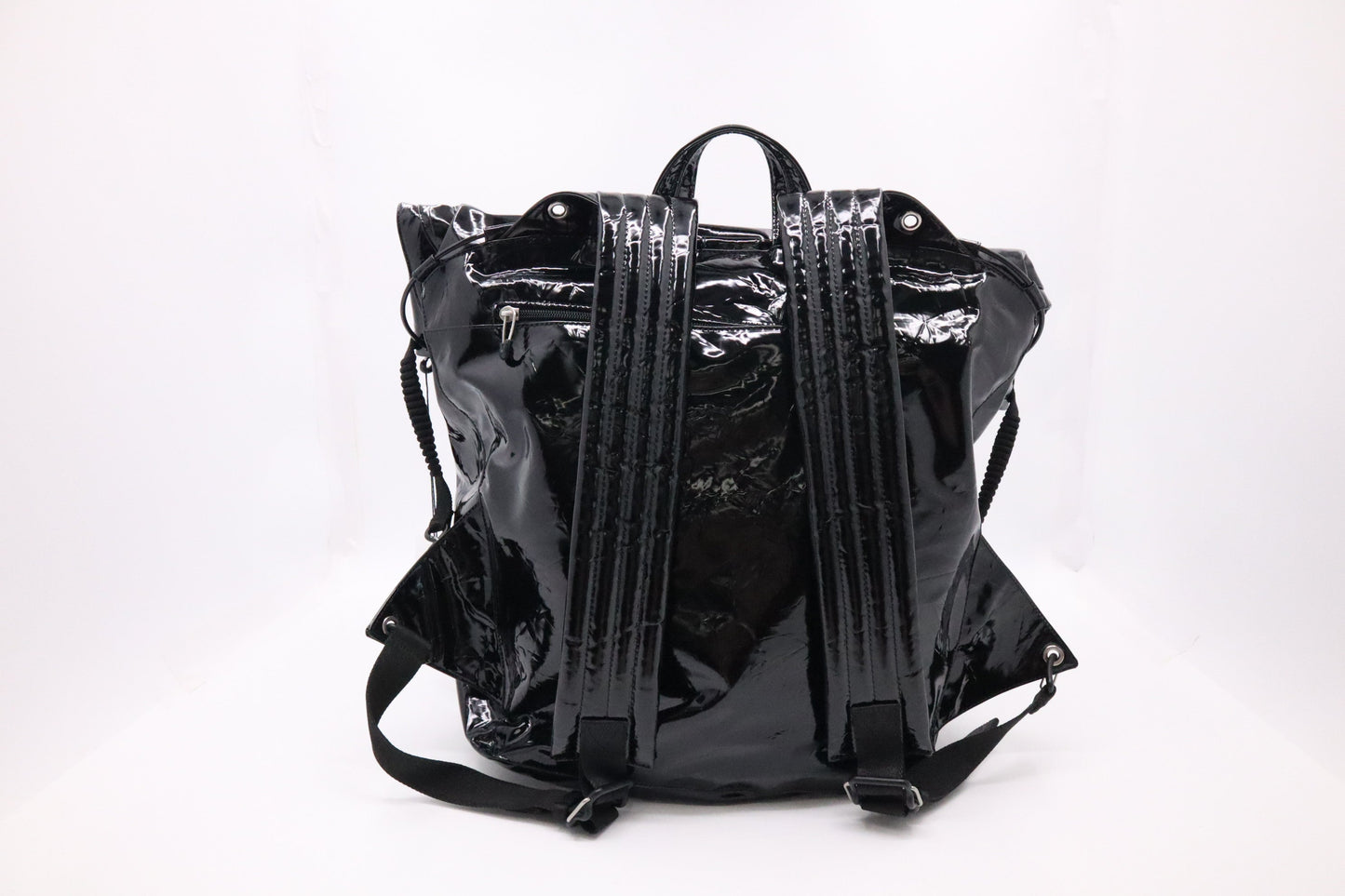 Bottega Veneta Tent Truck Backpack in Black Patent Leather