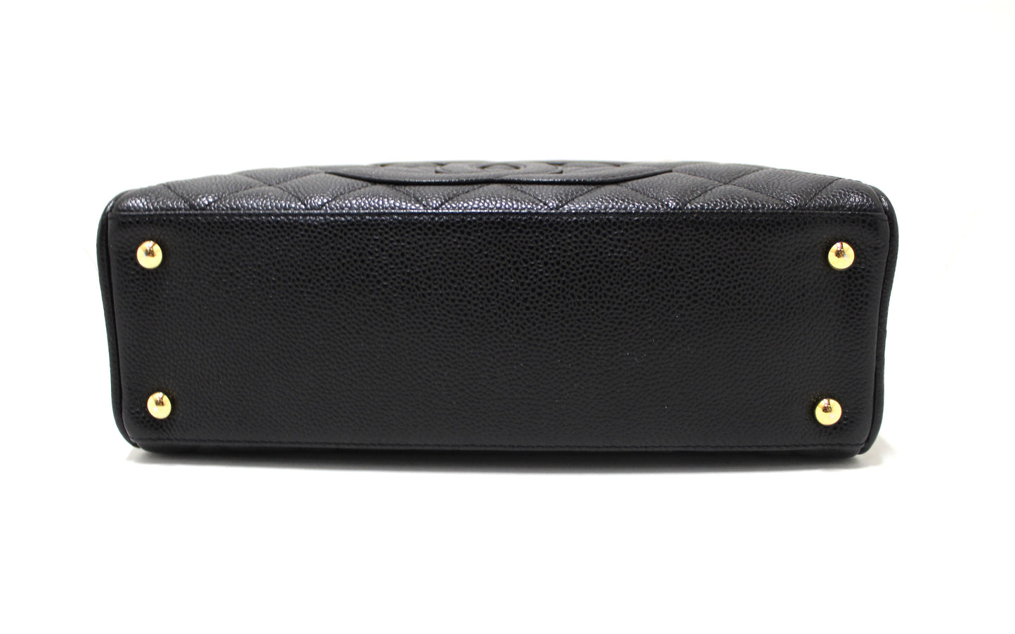 Chanel Black Caviar Quilted Leather Small Bowler Handbag