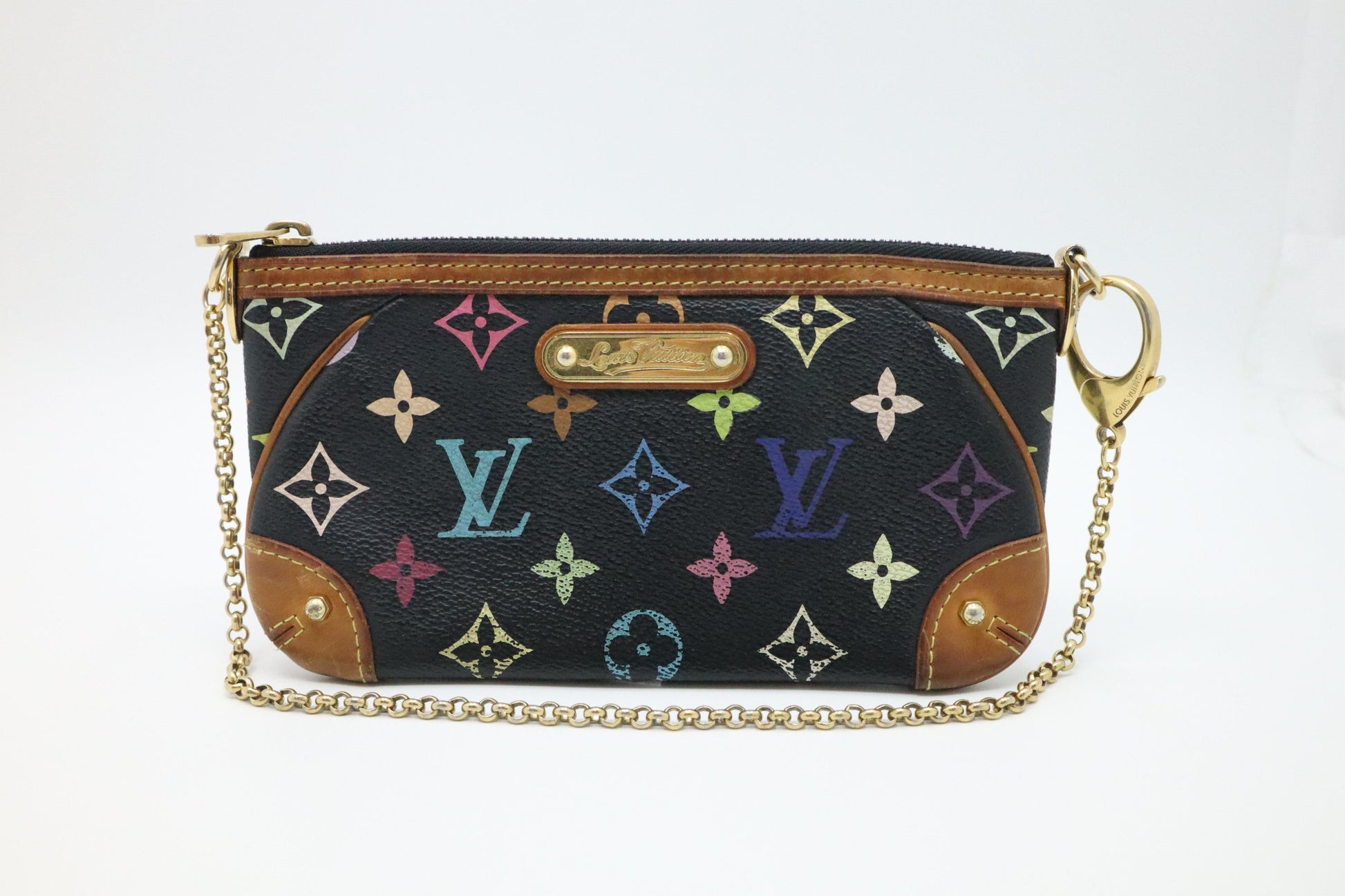 Louis Vuitton Pochette Milla MM in Black Multicolor Monogram Canvas