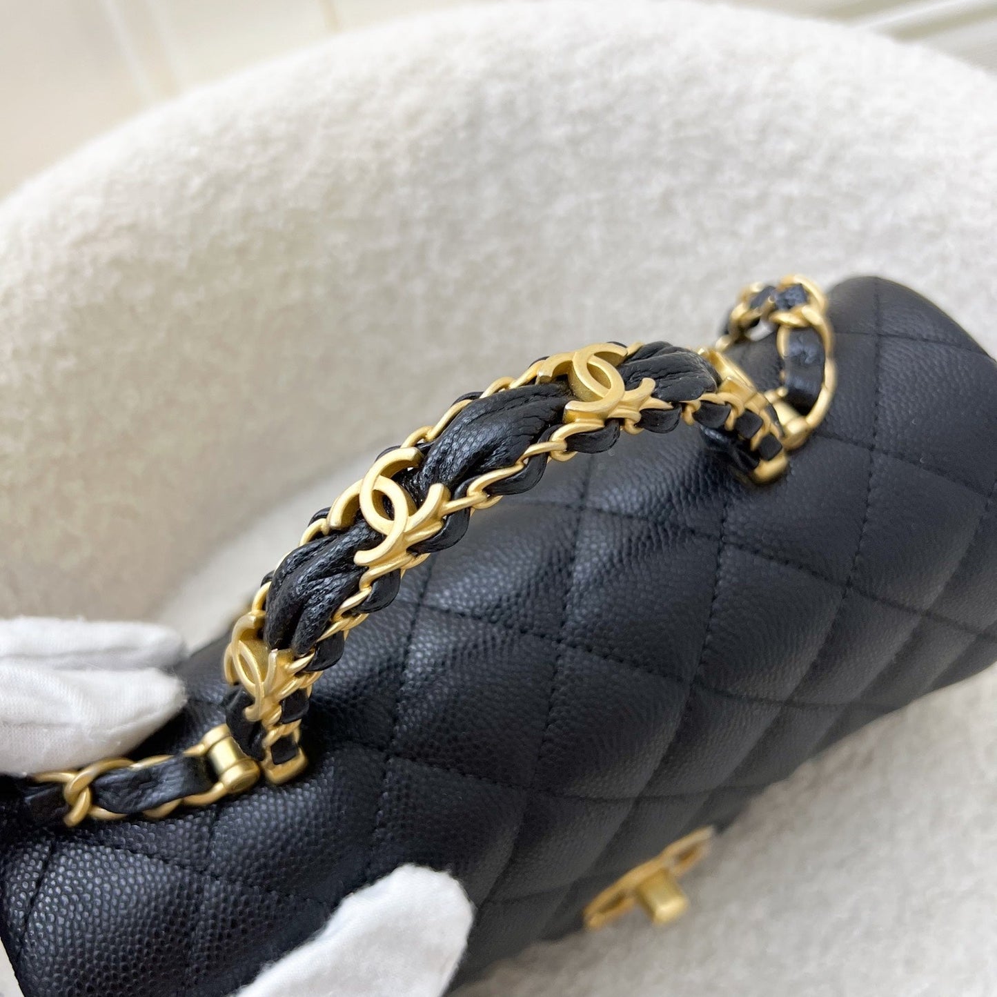 Chanel 25B Top Handle Mini Rectangular Flap in Black Caviar Shoulder Bag