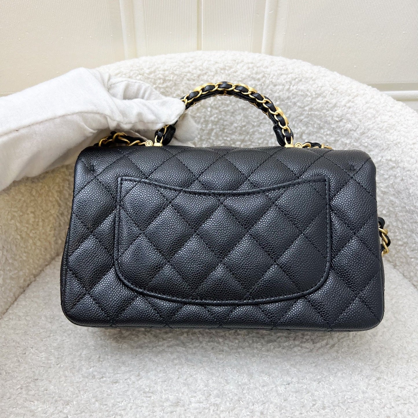Chanel 25B Top Handle Mini Rectangular Flap in Black Caviar Shoulder Bag