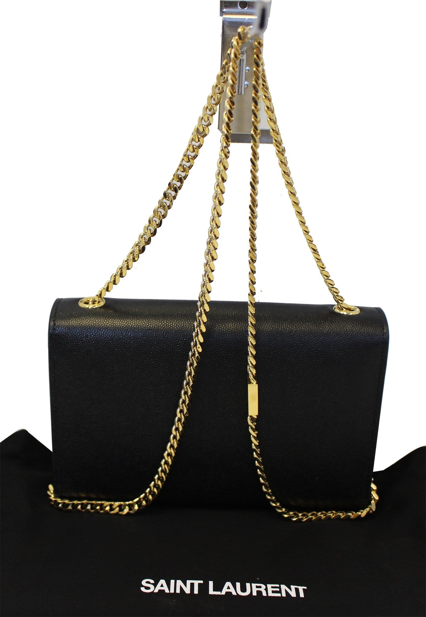 SAINT LAURENT Kate Black Leather Gold Chain Clutch Crossbody Bag