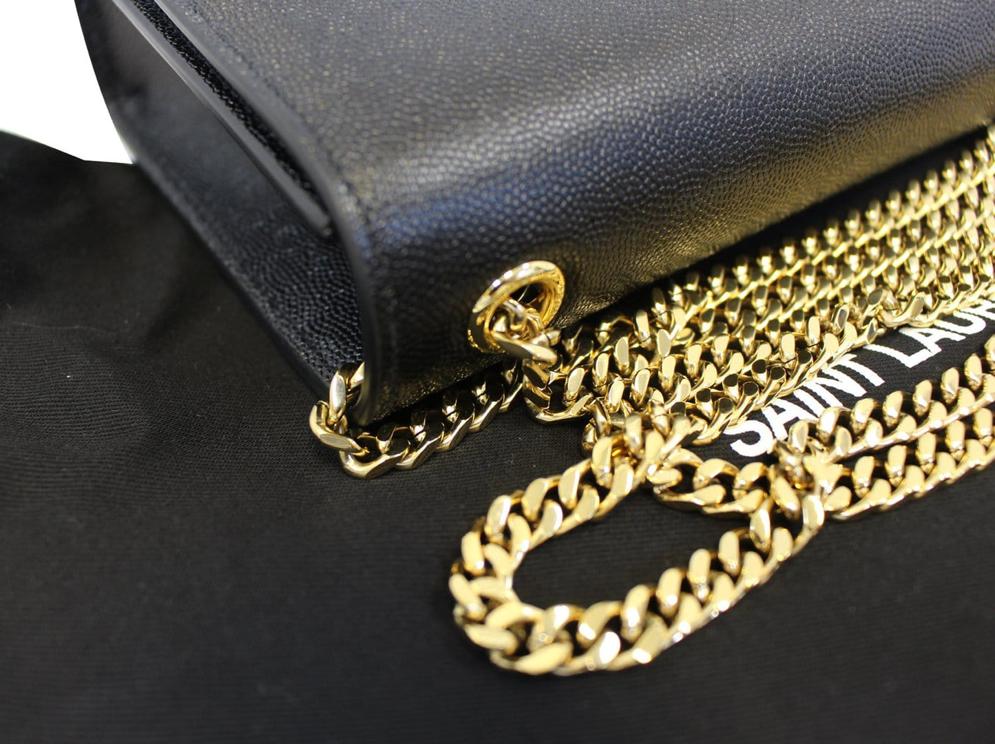 SAINT LAURENT Kate Black Leather Gold Chain Clutch Crossbody Bag