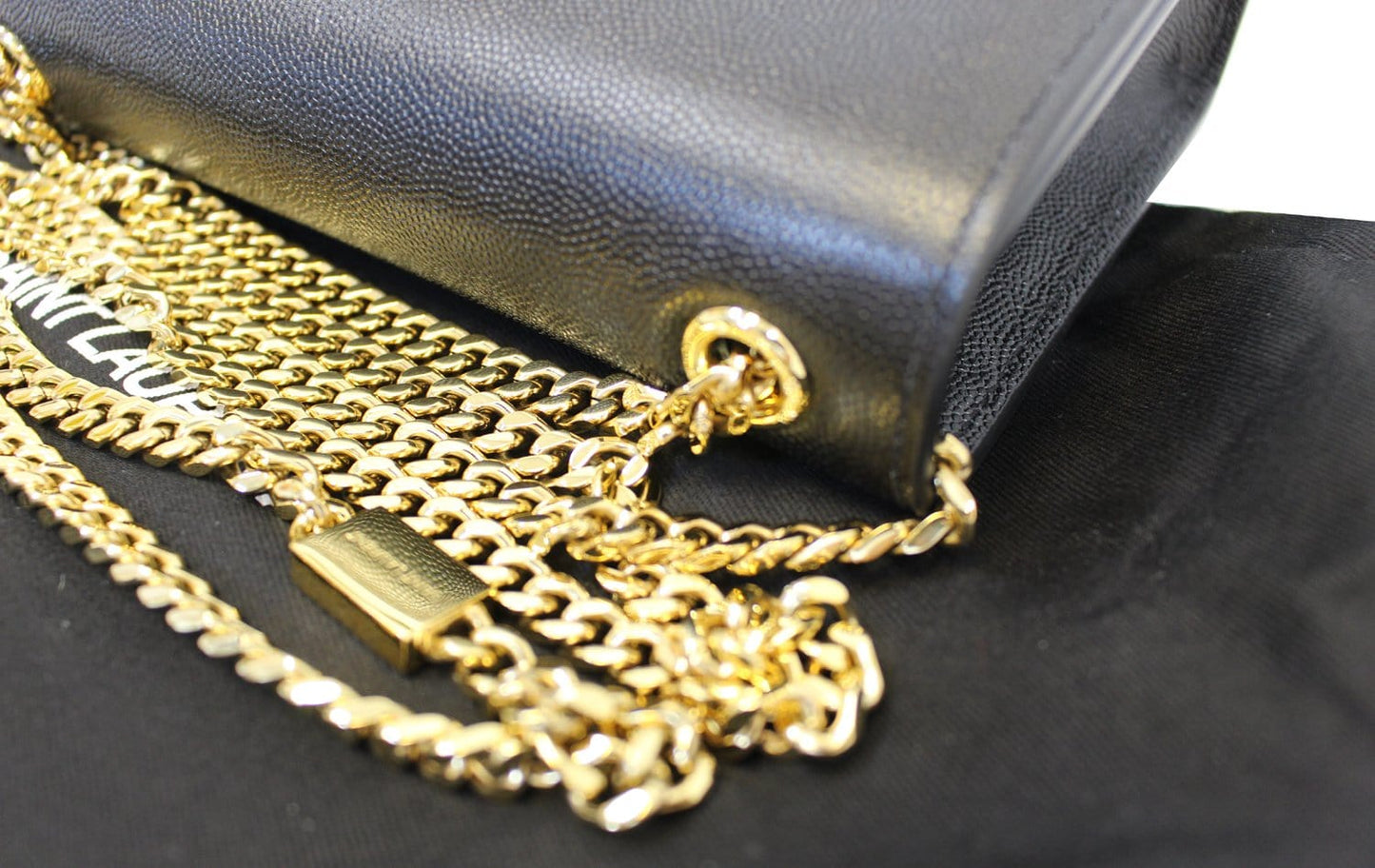 SAINT LAURENT Kate Black Leather Gold Chain Clutch Crossbody Bag