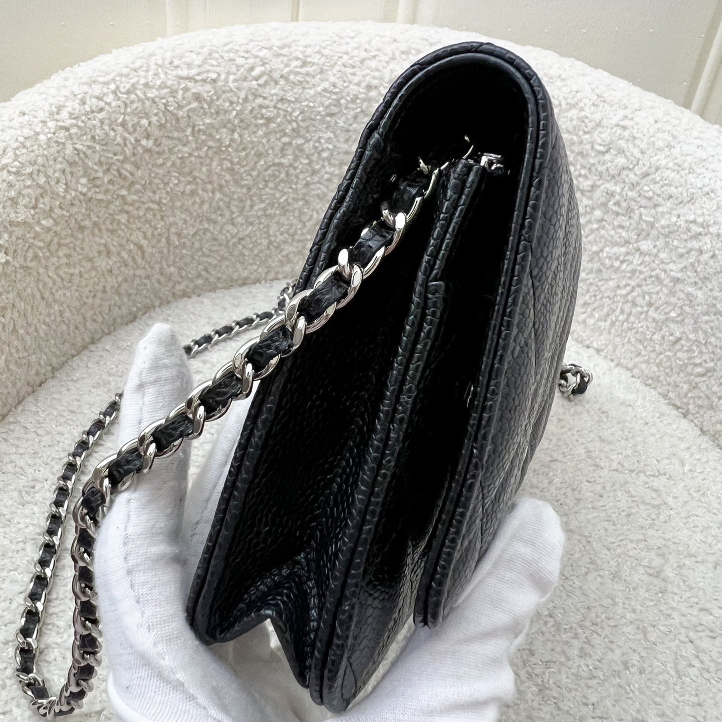 Chanel Classic Wallet on Chain WOC in Black Caviar and SHW Crossbody