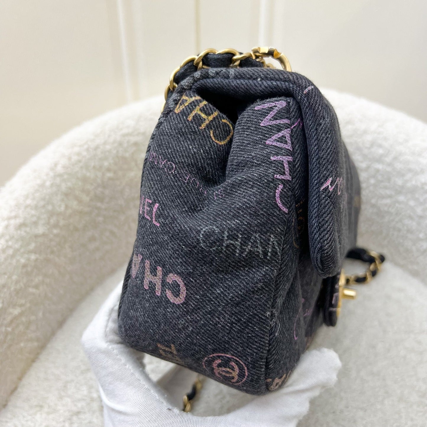 Chanel 22P Mood Small Flap Bag in Black Printed and AGHW