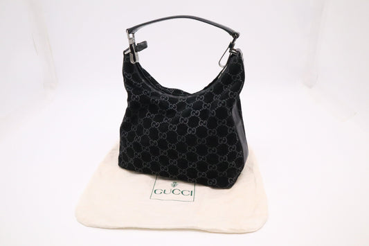 Gucci Shoulder Bag in Black GG Suede
