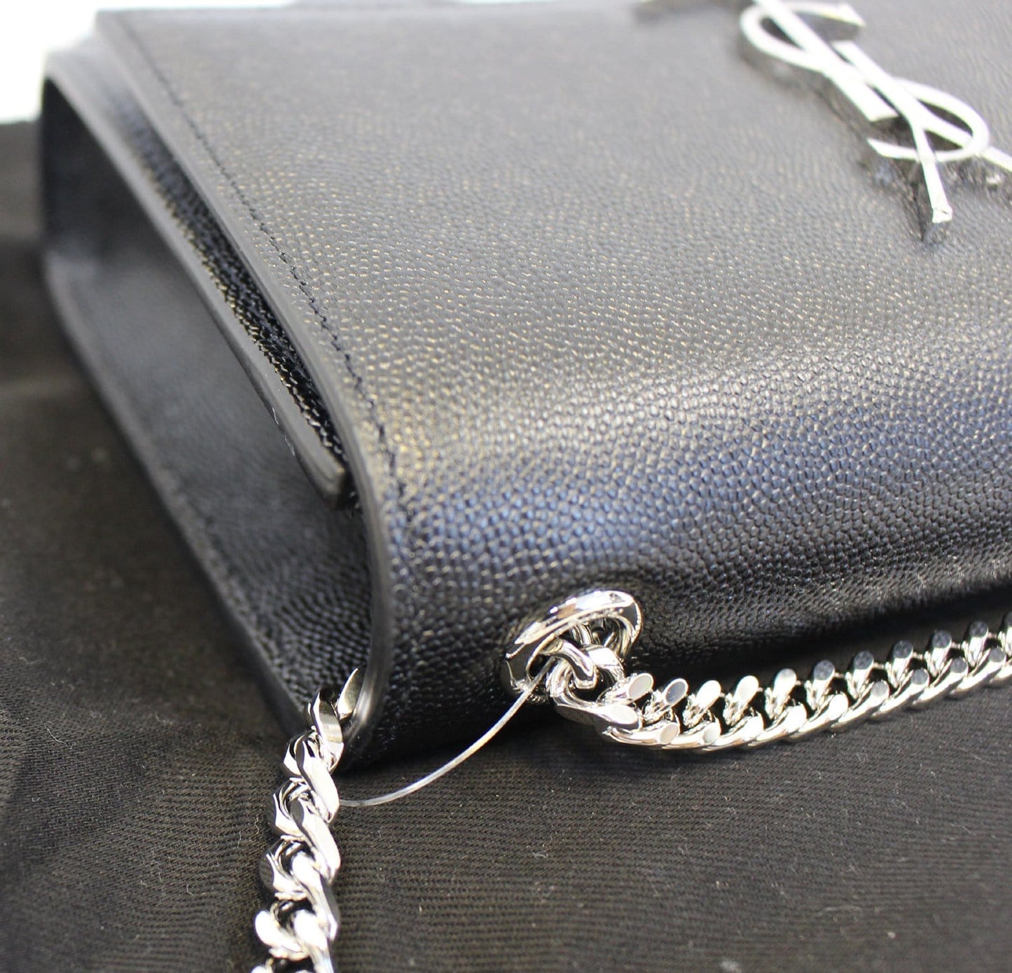 SAINT LAURENT Kate Black Leather Chain Clutch Crossbody Bag