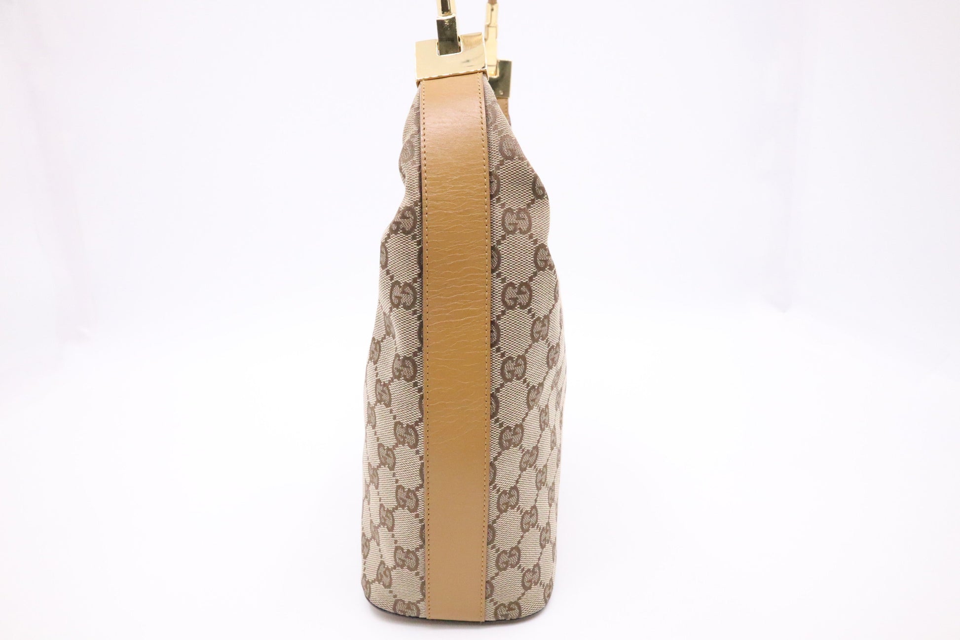 Gucci Shoulder Bag in GG Canvas & Tan Leather