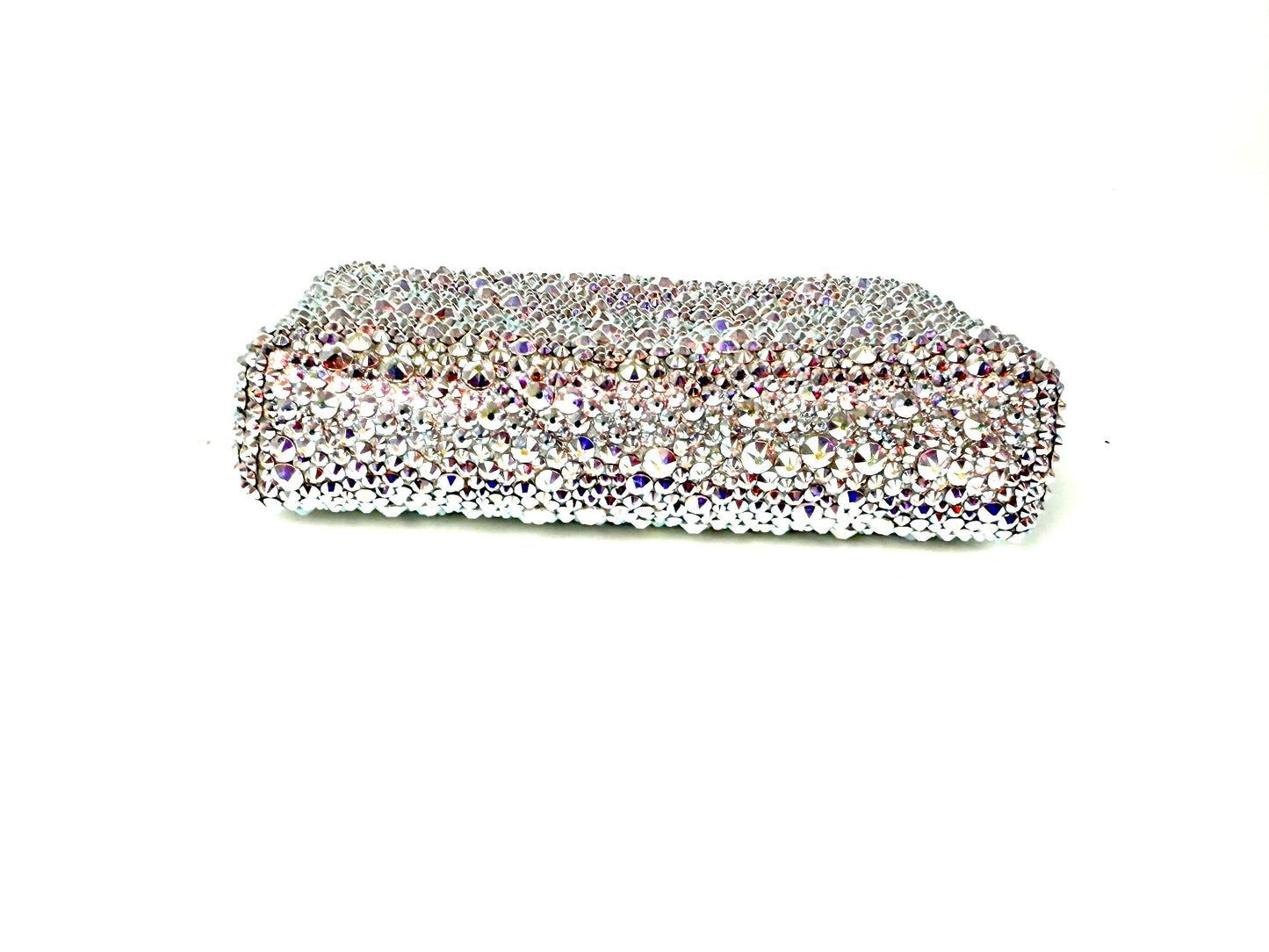 CHANEL Silver Swarovski Crystal Leather Key Pouch Case Holder Clutch