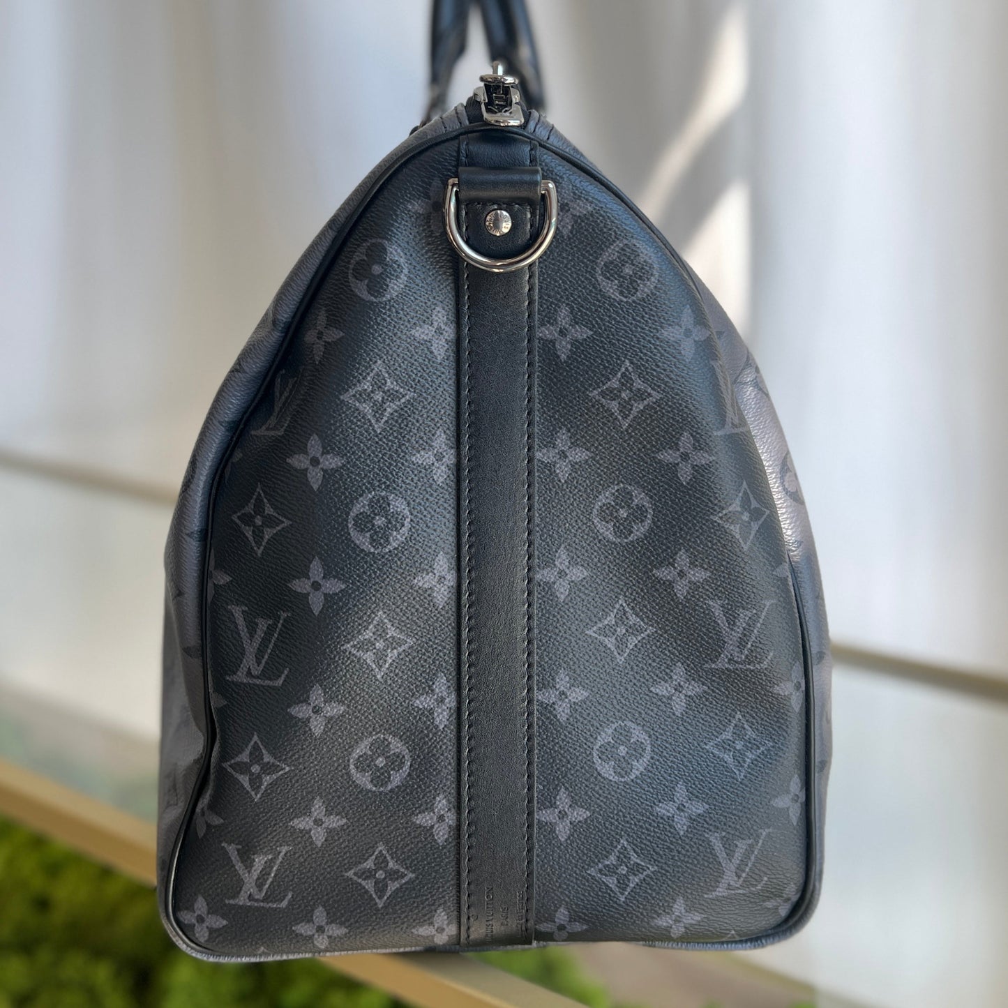 LOUIS VUITTON Monogram Eclipse Coated Canvas Keepall Bandouliere 50 Crossbody