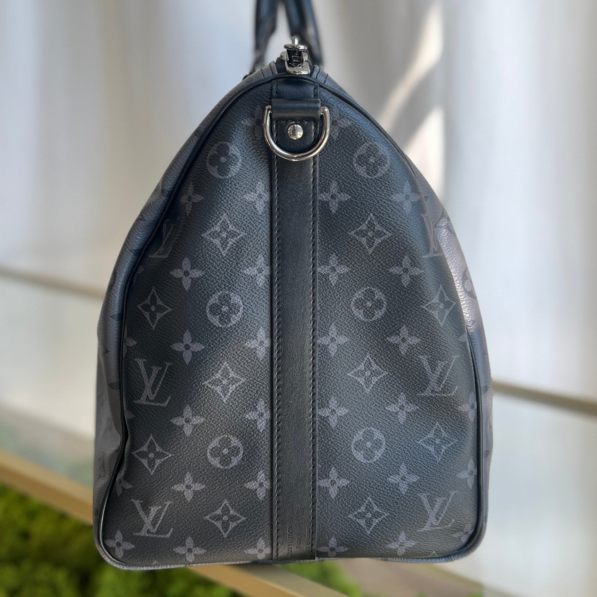 LOUIS VUITTON Monogram Eclipse Coated Canvas Keepall Bandouliere 50 Crossbody