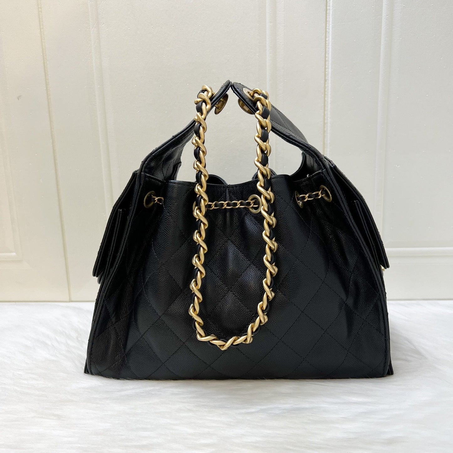 Chanel 25 Small Hobo Bag in Black Caviar and AGHW (Model: AS5293)