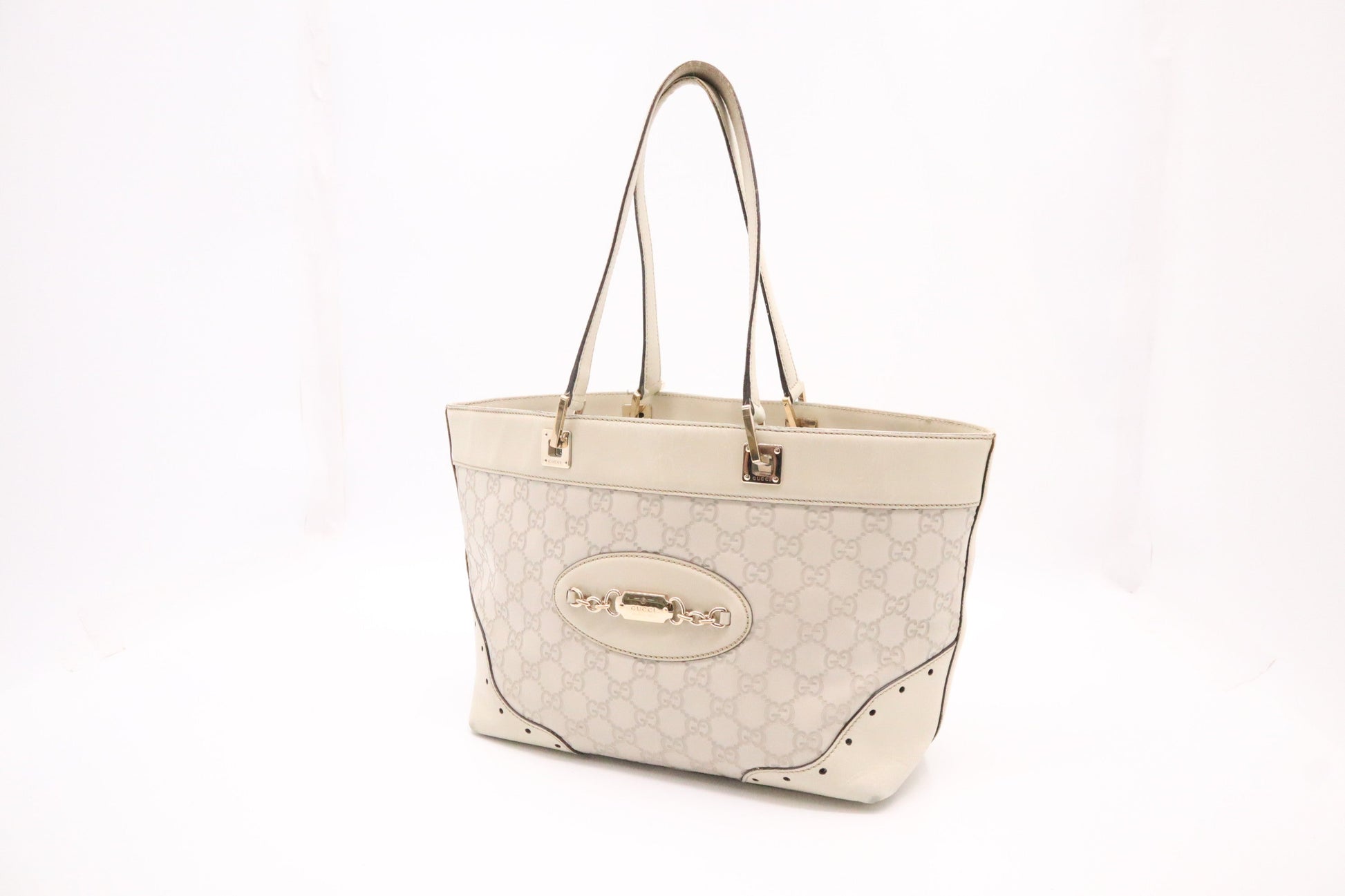 Gucci Medium Punch Tote in Beige Guccissima Leather