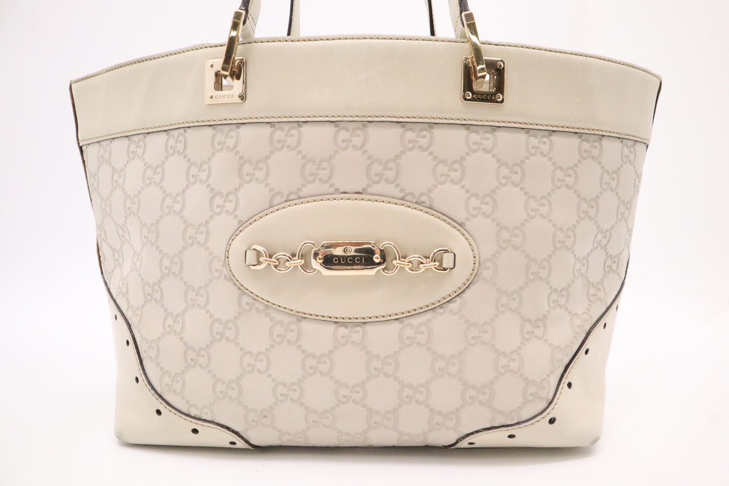 Gucci Medium Punch Tote in Beige Guccissima Leather