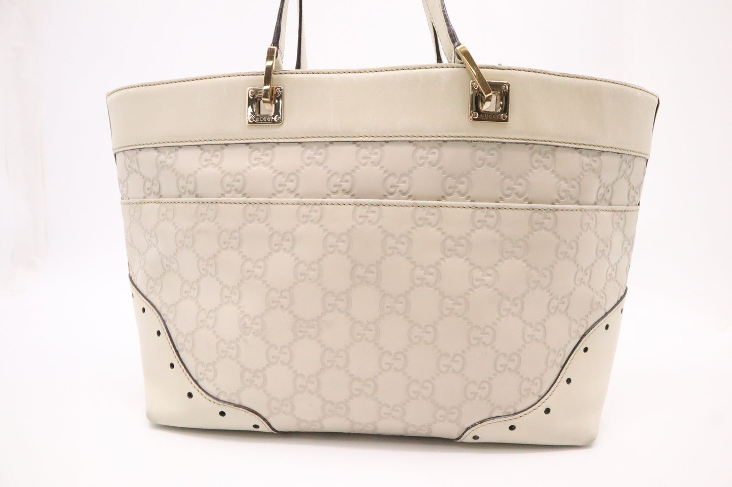Gucci Medium Punch Tote in Beige Guccissima Leather