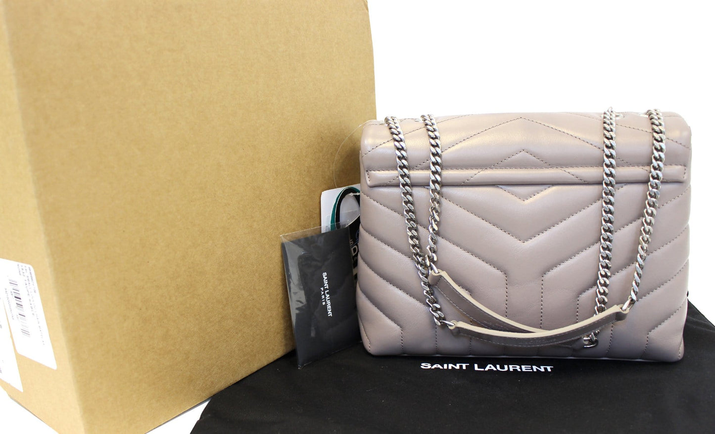 SAINT LAURENT Matelasse Loulou Small Chain Shoulder Bag Taupe