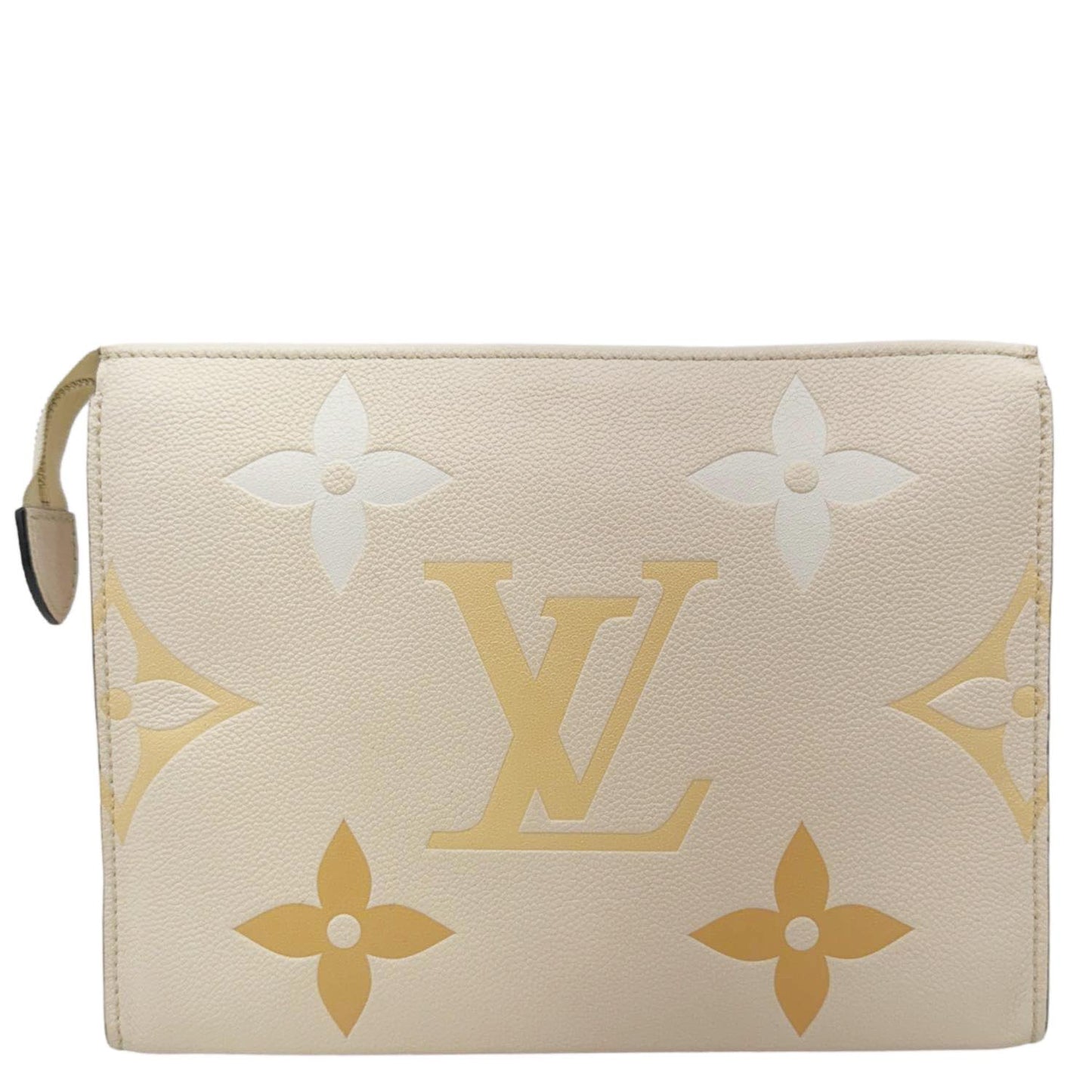 LOUIS VUITTON Toiletry Pouch 26 by the pool Monogram Empreinte Leather Clutch Cream