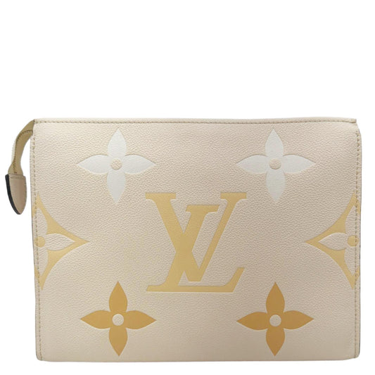 LOUIS VUITTON Toiletry Pouch 26 by the pool Monogram Empreinte Leather Clutch Cream