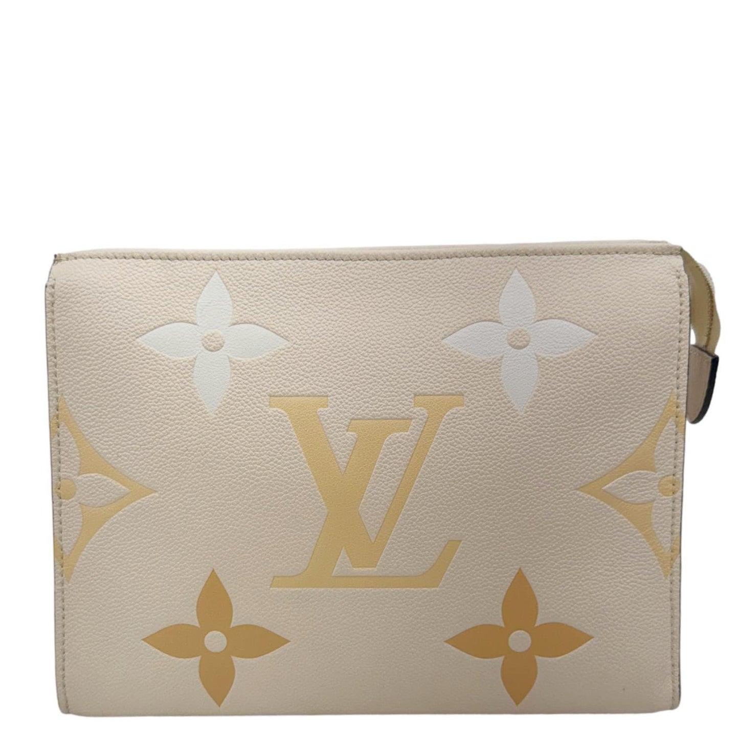 LOUIS VUITTON Toiletry Pouch 26 by the pool Monogram Empreinte Leather Clutch Cream