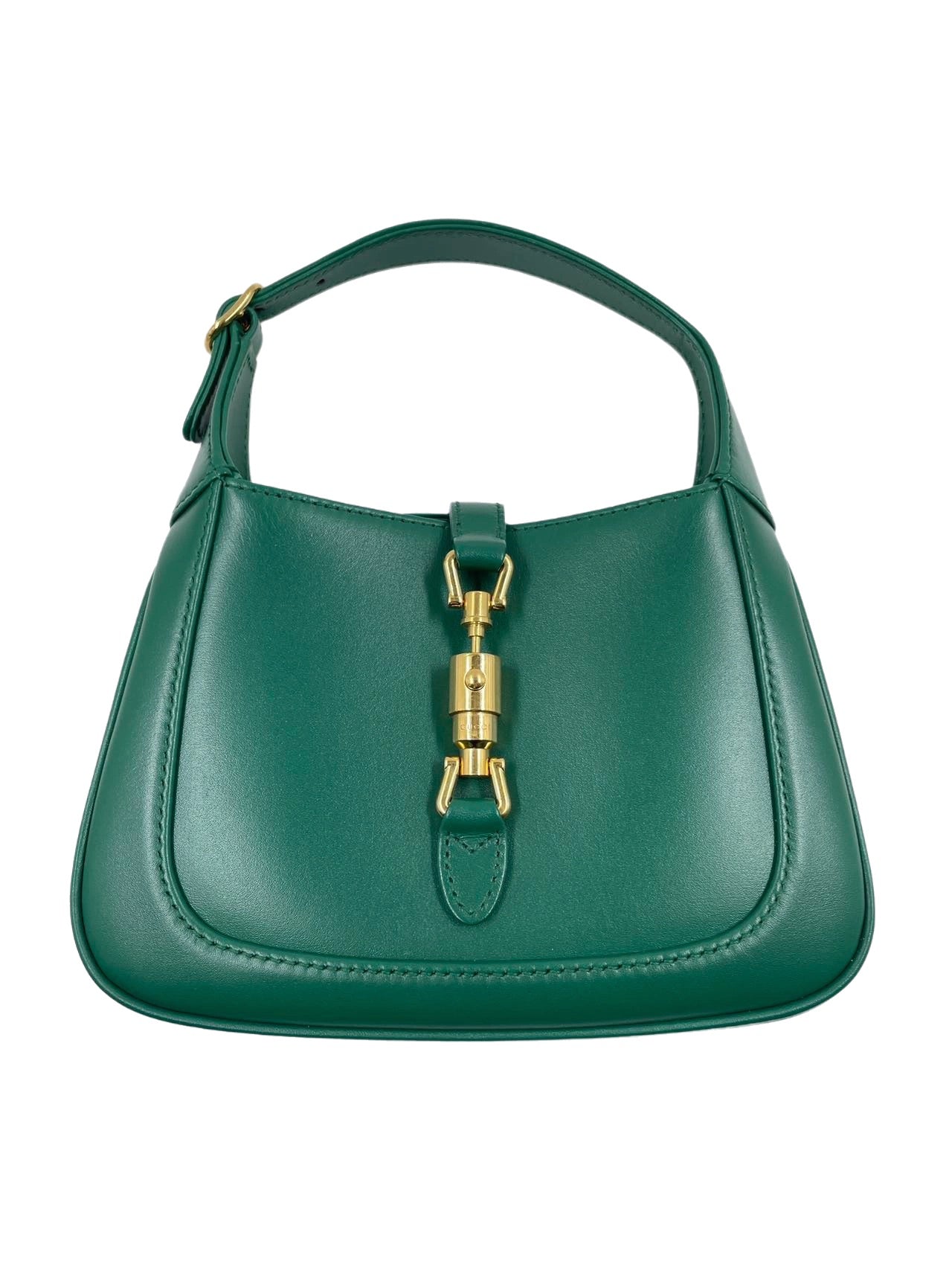 Gucci Jackie 1961 Mini Handbag in Green Leather with Adjustable Strap