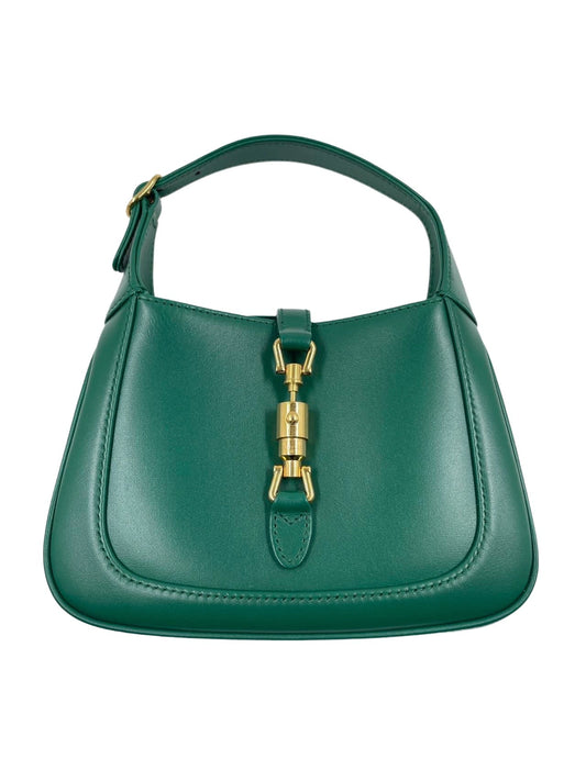 Gucci Jackie 1961 Mini Handbag in Green Leather with Adjustable Strap