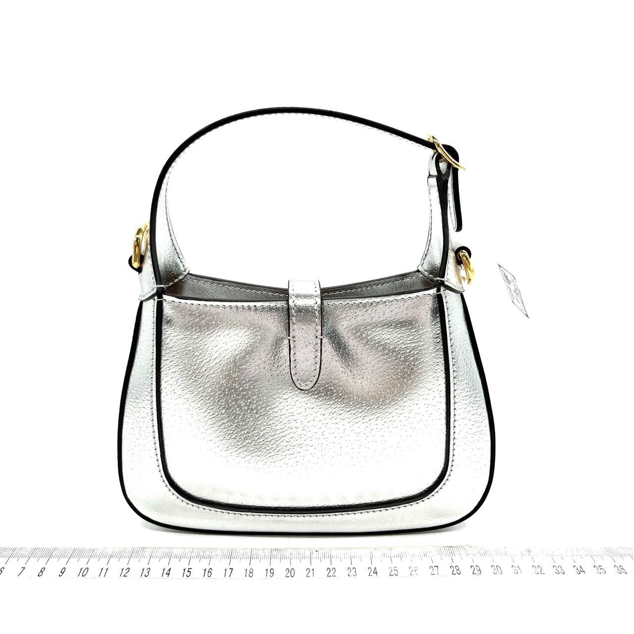 Gucci Jackie 1961 Mini Silver Lamé Leather Bag with Chain Strap