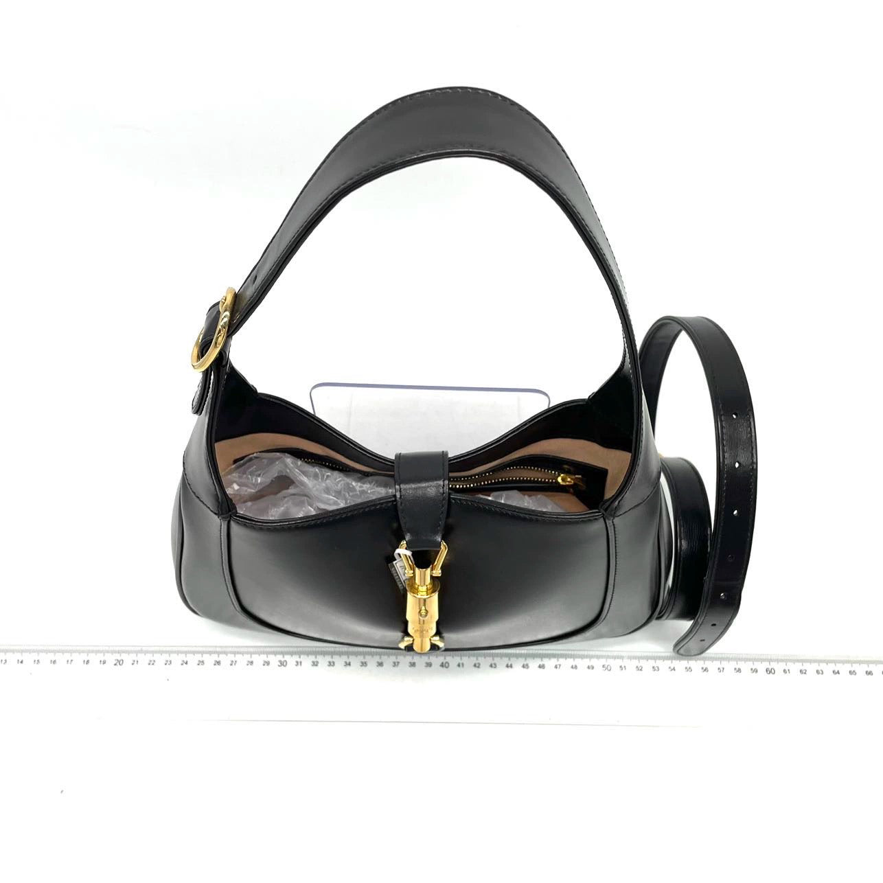 Gucci Jackie 1961 Black Leather Bag with Adjustable Strap