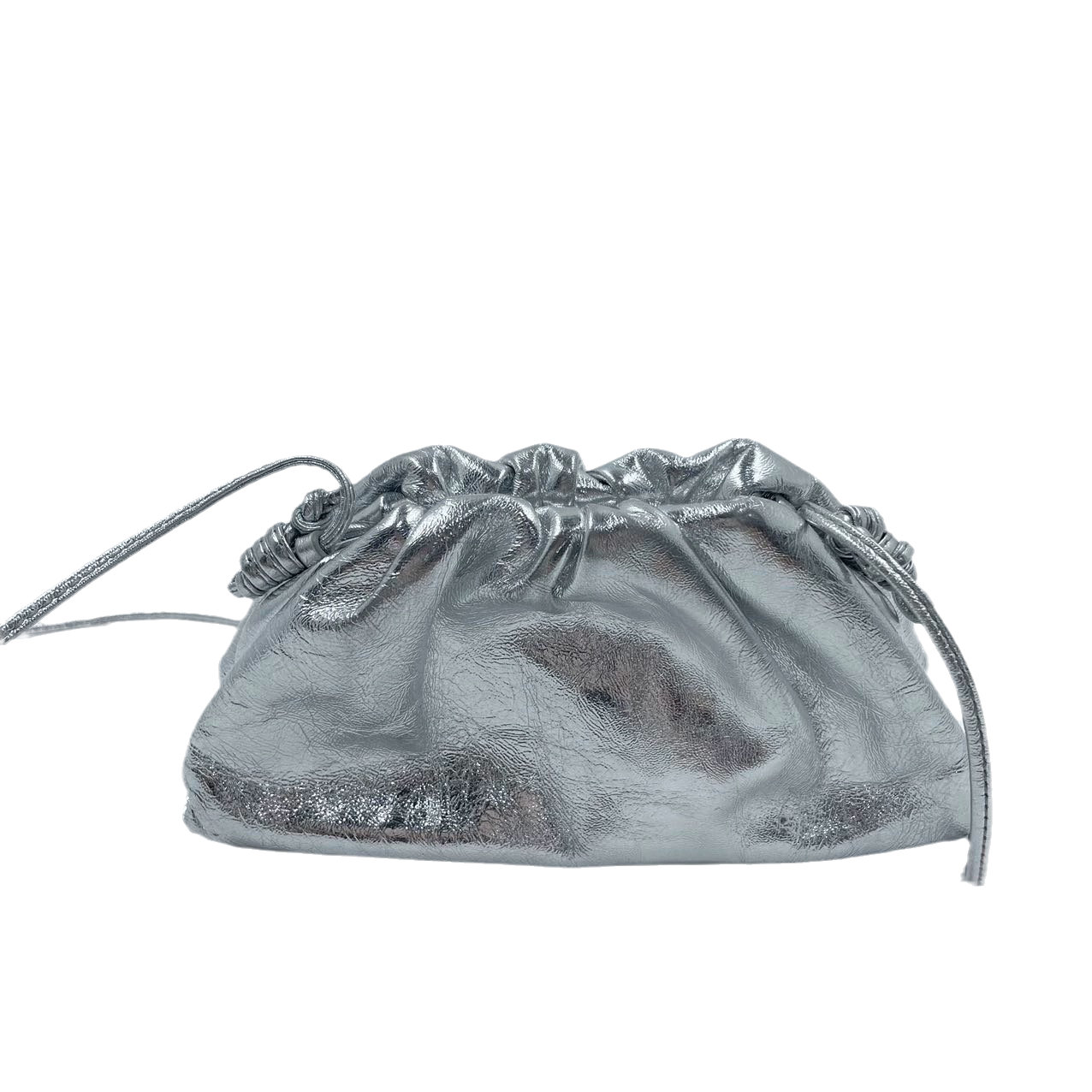 Bottega Veneta Pouch Mini Silver Lambskin Leather