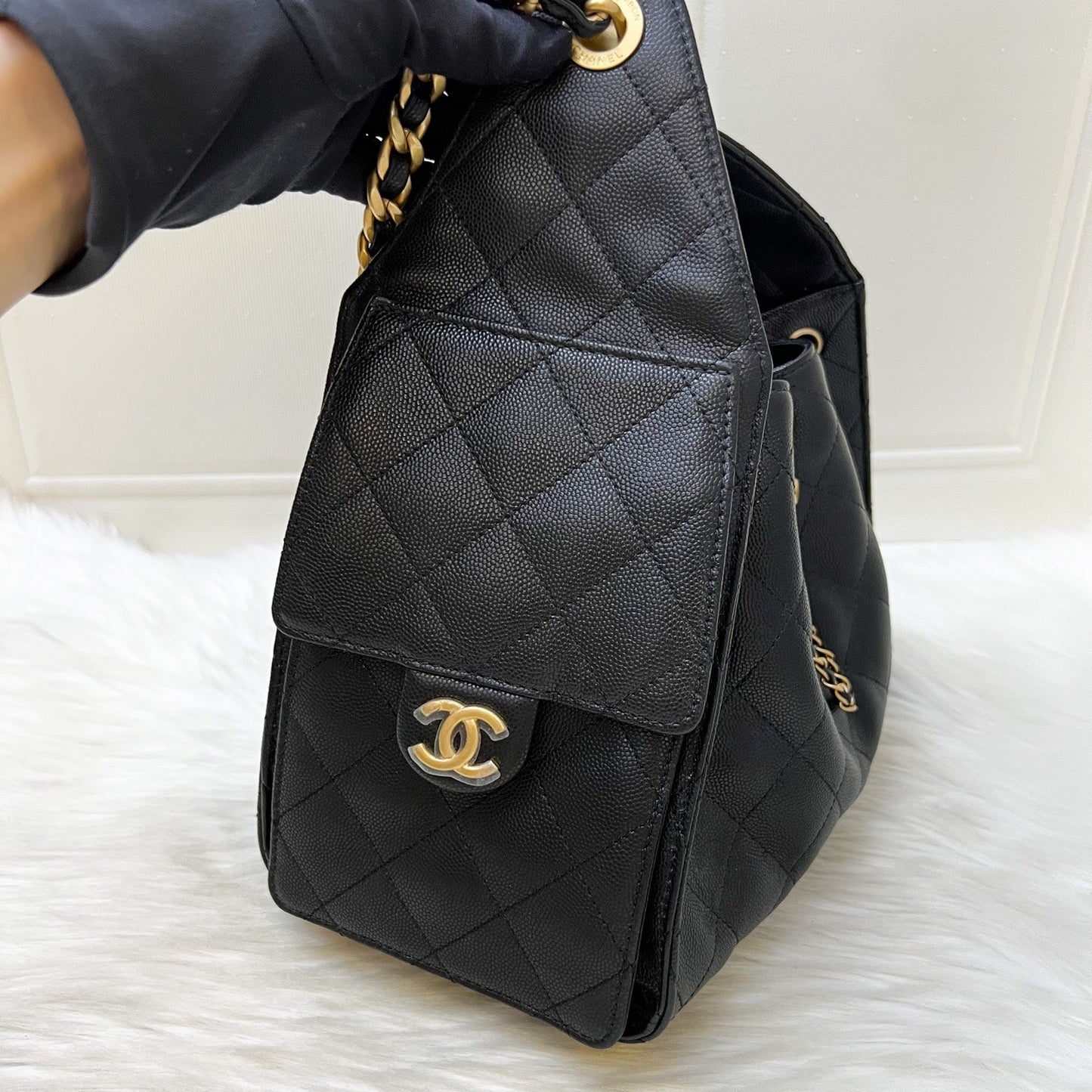Chanel 25 Small Hobo Bag in Black Caviar and AGHW (Model: AS5293)