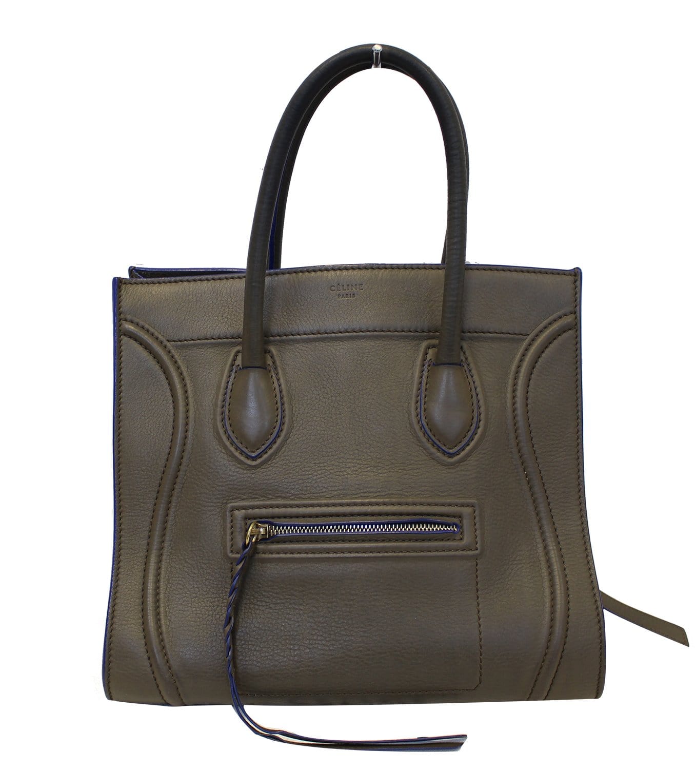 CELINE Phantom Luggage Olive Green Bicolor Grained Leather Bag