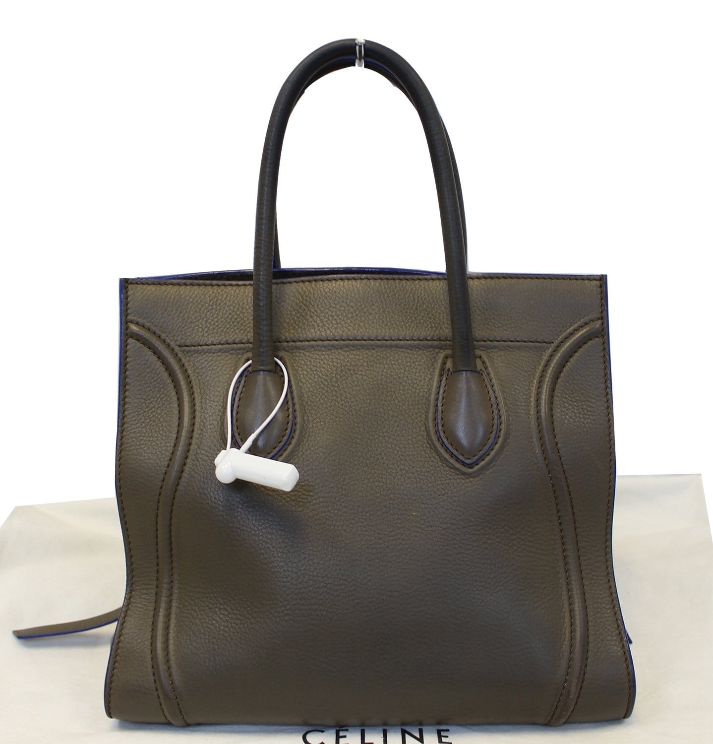 CELINE Phantom Luggage Olive Green Bicolor Grained Leather Bag