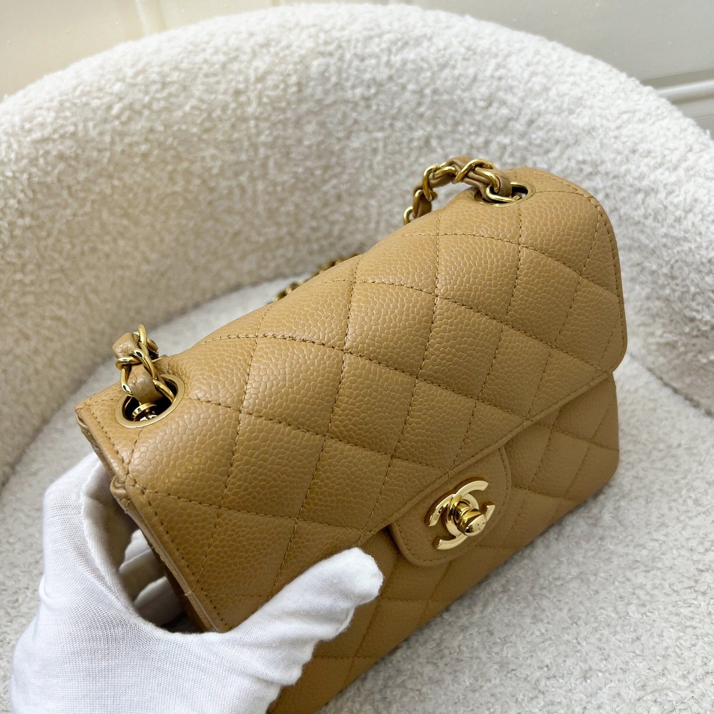 Chanel Square Mini in Dark Beige Caviar and 24K GHW Handbag