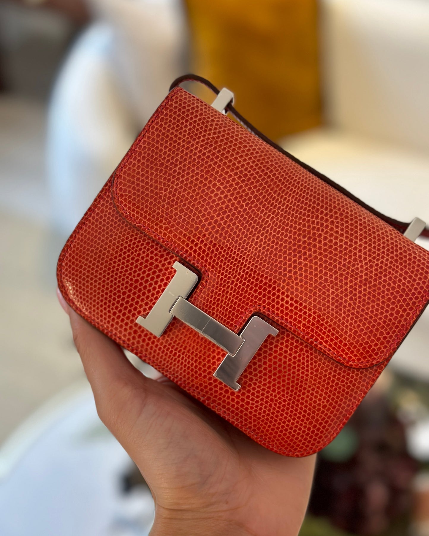 *RARE* Hermes Constance II Micro Bag in Rouge Lizard with Palladium Hardware