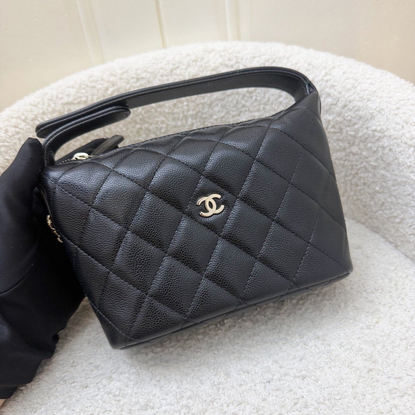 Chanel Classic Quilted Hobo Clutch on Chain in Black Caviar and LGHW (Model: AP4386) Shoulder Bag