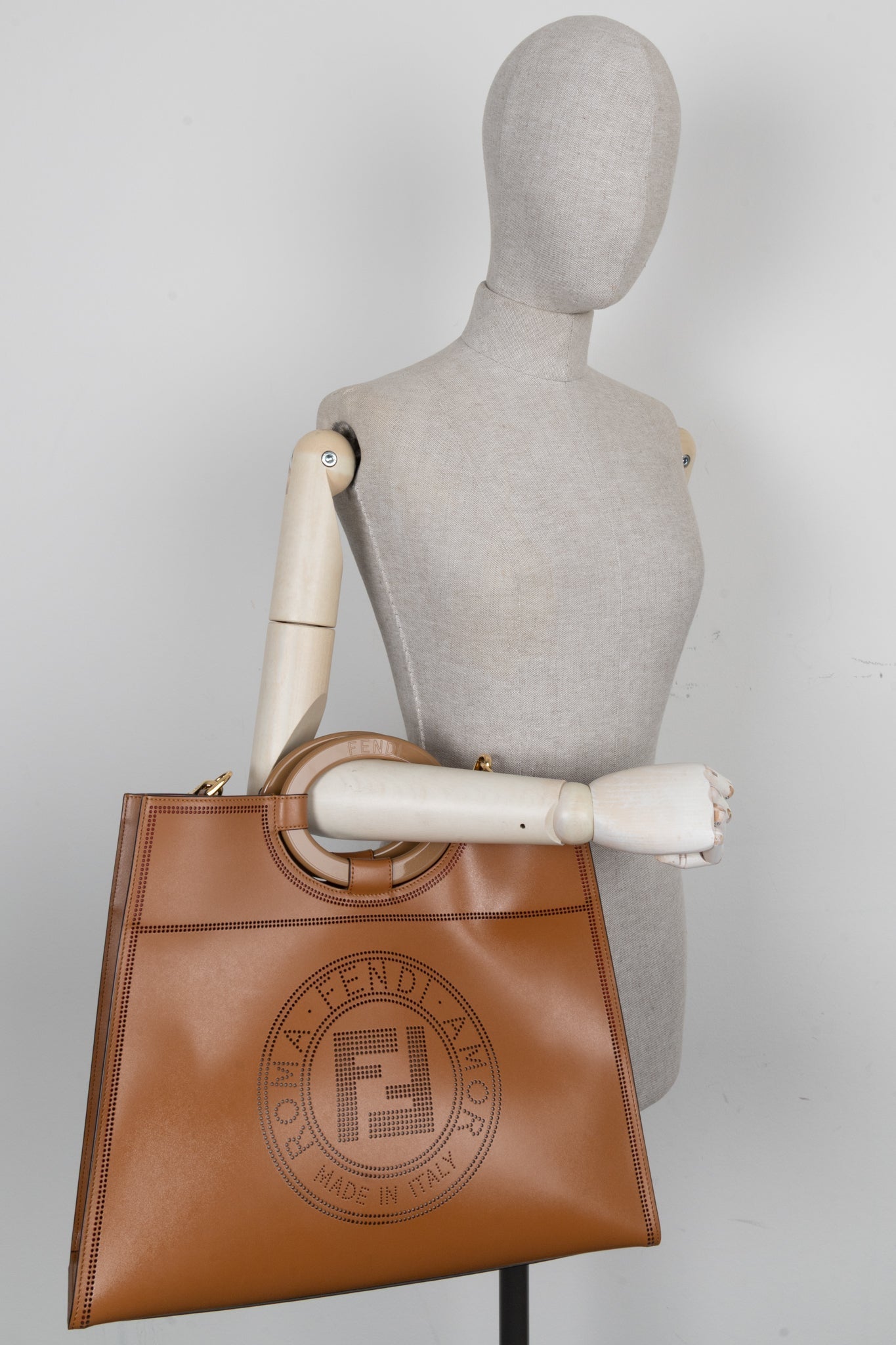 FENDI Large Runaway Tote Bag Brown