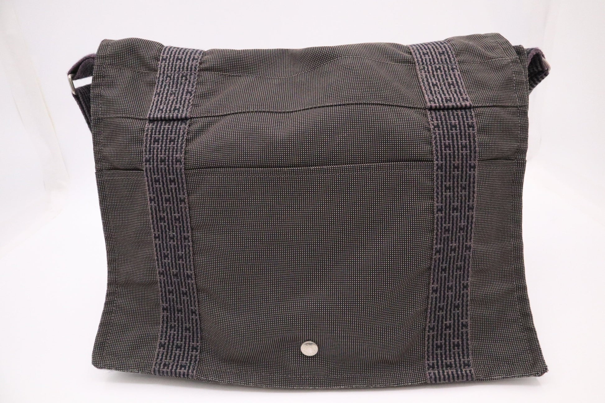 Hermes Herline Bassas Shoulder Bag in Grey Canvas