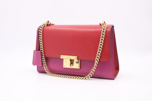 Gucci Padlock Shoulder Bag in Red and Fuchsia Leather